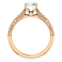 Load image into Gallery viewer, 14K Gold 6.5 mm Round Forever One™ Moissanite &amp; 1/10 CTW Diamond Engagement Ring
