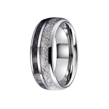 Load image into Gallery viewer, Meteorite Texture with Gray Carbon Fiber Tungsten Carbide Ring
