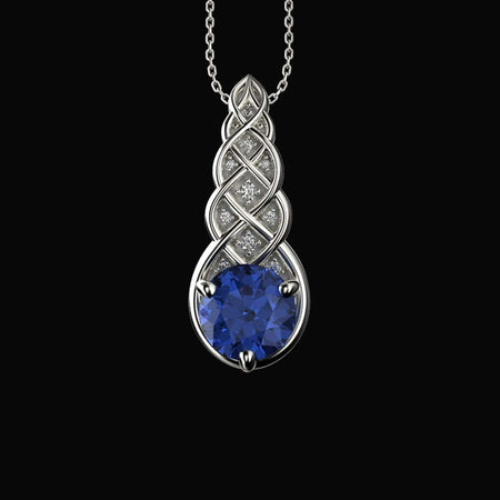2 Carat Sapphire Diamond Pendants
