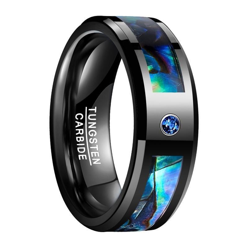 Natural Abalone Shell Opal Men's Tungsten Ring - Giliarto