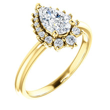 Load image into Gallery viewer, 14K Yellow 8x5 mm Pear Diamond Halo Engagement Ring
