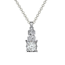 Load image into Gallery viewer, 1.0 Carat Princess Cut Forever One Moissanite Diamond  Pendant Necklace I 10K White Gold- 14 Accent Stones
