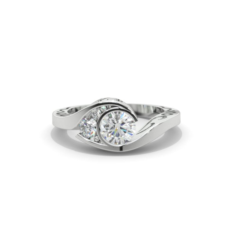 1 Carat Moissanite  Engagement Ring 14K White Gold Ring-0.3 CTW
