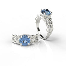 Load image into Gallery viewer, 2 Carat Genuine Aquamarine Engagement Rind 14K White Gold
