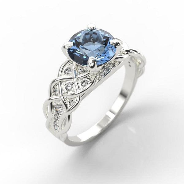 2 Carat Genuine Aquamarine Engagement Rind 14K White Gold