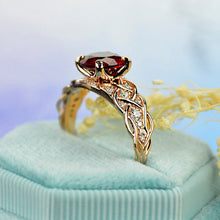 Load image into Gallery viewer, 2 Carat Red Ruby Ring Round Cut Rose Gold Ring July Birthstone Ring Engagement Ring for Her Diamond Accented Side Stones Ring ring size 10.5
