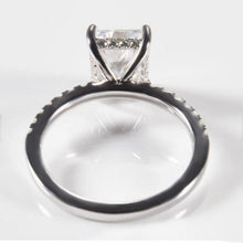 Load image into Gallery viewer, 5Ct Radiant Cut Moissanite Engagement Ring, Solitaire Radiant Ice Crushed Cut Moissanite Engagement Ring, Pave Accents Stones Hidden Halo
