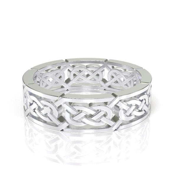 Celtic Wedding Ring for Him For Her, 14K White Gold Celtic Ring