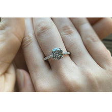 Load image into Gallery viewer, 2 Carat Round Gray Grey Moissanite Accents Stone 14K White Gold Ring finger size 7 ready to ship
