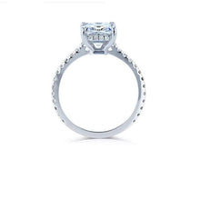 Load image into Gallery viewer, 5Ct Radiant Cut Moissanite Engagement Ring, Solitaire Radiant Ice Crushed Cut Moissanite Engagement Ring, Pave Accents Stones Hidden Halo
