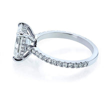 Load image into Gallery viewer, 5Ct Radiant Cut Moissanite Engagement Ring, Solitaire Radiant Ice Crushed Cut Moissanite Engagement Ring, Pave Accents Stones Hidden Halo
