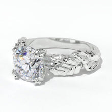 Load image into Gallery viewer, 2Ct Moissanite 14K White Gold Engagement Ring, Design Floral Twig Style Engagement Ring, Leaf Promissory Ring
