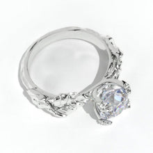 Load image into Gallery viewer, 2Ct Moissanite 14K White Gold Engagement Ring, Design Floral Twig Style Engagement Ring, Leaf Promissory Ring

