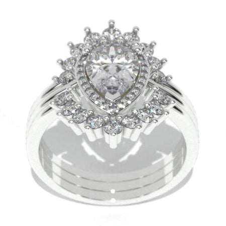 Alexandrite engagement ring gold, art deco Vintage 14K gold ring set , Moissanite/alexandrite band, Pear shaped, Bridal Set Anniversary ring