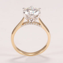 Load image into Gallery viewer, 14K Solid Two Tone Gold 1CT Round Moissanite Solitaire Six Prongs Ring Moissanite Hidden Halo Engagement Ring Anniversary Promise Gold Ring
