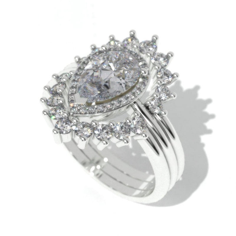 Alexandrite engagement ring gold, art deco Vintage 14K gold ring set , Moissanite/alexandrite band, Pear shaped, Bridal Set Anniversary ring