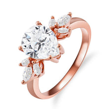 Load image into Gallery viewer, Pear shaped Moissanite engagement ring vintage Unique Marquise cut Cluster engagement ring rose gold wedding Bridal gift for women
