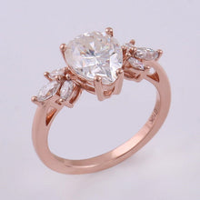Load image into Gallery viewer, Pear shaped Moissanite engagement ring vintage Unique Marquise cut Cluster engagement ring rose gold wedding Bridal gift for women
