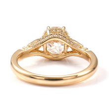 Load image into Gallery viewer, 14K Solid Yellow Gold 1.5CT Round Moissanite Solitaire Six Prongs Ring, Vintage Milgrain Engagement Ring Anniversary Promise Gold Ring
