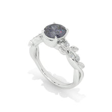 Load image into Gallery viewer, 2Ct Round Blue Grey Gray Moissanite 14K White Gold Engagement Ring Leaf Design Nature Inspired Twig Setting Ring Gray/Blue Shade Ring
