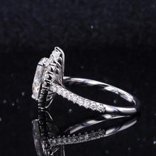 Load image into Gallery viewer, 14K Solid White Gold Dainty Alexandrite Ring, Oval Cut Alexandrite Ring Set, White Gold Ring Unique Vintage Ring
