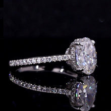 Load image into Gallery viewer, 14K White Gold Moissanite Ring, Luxury Prong Setting 2.5 Carat Oval Cut Engagement Ring, 2.5ct Carat Oval Moissanite Ring, Hidden Halo.
