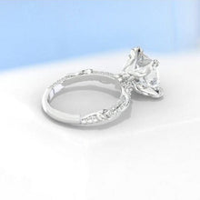 Load image into Gallery viewer, 4Ct Princess Cut Moissanite Engagement Ring, Solitaire Princess Cut Moissanite Engagement Ring, Floral Pave Accents Stones Floral Ring
