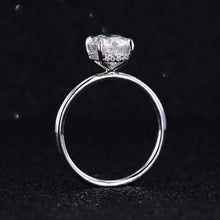 Load image into Gallery viewer, 4Ct Moissanite Engagement Ring, Solitaire Radiant Cut Moissanite Engagement Ring, Moissanite Pave Accents Stones Hidden Halo
