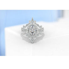 Load image into Gallery viewer, 14K Solid Gold Ring 1.5CT Oval Moissanite Wedding Ring Moissanite Halo Engagement Ring Anniversary Promise Two Eternity Gold Ring
