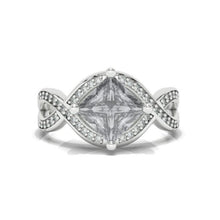 Load image into Gallery viewer, 2Ct Princess Cut Dark Blue Grey Gray Moissanite 14K White Gold Engagement Ring Twisted Shank Gold Ring Gray/Blue Shade Ring
