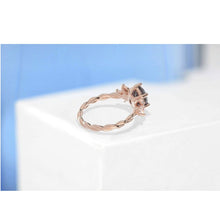Load image into Gallery viewer, 2 Carat Dark Gray Grey Blue Oval Moissanite Engagement Ring, Vintage Marquise Cut Rose Gold Ring, 2ct Oval Rope Shank Ring 14k rose gold

