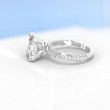 Load image into Gallery viewer, 4Ct Princess Cut Moissanite Engagement Ring, Solitaire Princess Cut Moissanite Engagement Ring, Floral Pave Accents Stones Floral Ring
