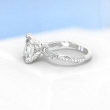 Load image into Gallery viewer, 4Ct Moissanite Engagement Ring Set, Solitaire Princess Cut Moissanite Engagement Ring, Floral Eternity Ring Set
