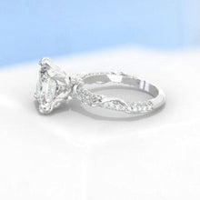 Load image into Gallery viewer, 4Ct Princess Cut Moissanite Engagement Ring, Solitaire Princess Cut Moissanite Engagement Ring, Floral Pave Accents Stones Floral Ring
