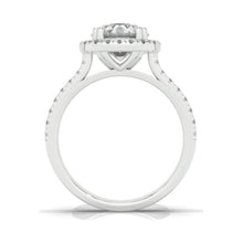 Load image into Gallery viewer, 2 Carat Round Moissanite Halo Engagement Ring, Four Prongs Moissanite Ring, Victorian 14K White Gold Ring
