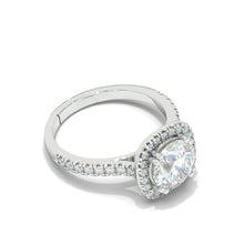 Load image into Gallery viewer, 2 Carat Round Moissanite Halo Engagement Ring, Four Prongs Moissanite Ring, Victorian 14K White Gold Ring
