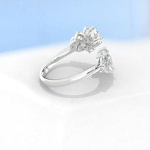 Load image into Gallery viewer, 3 CTW Moissanite 14K White Gold Engagement Ring, Design Floral Twig Style Engagement Ring, Leaf Promissory Ring.
