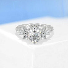 Load image into Gallery viewer, 14K Solid Gold Ring 2CT Oval Diamond Imitation Moissanite Wedding Ring, Halo Engagement Ring, Anniversary Eternity Gold Rope Shank Ring
