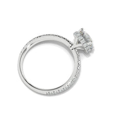 Load image into Gallery viewer, 2 Carat Round Moissanite Hidden Halo Engagement Ring, Four Prongs Moissanite Ring, Victorian 14K White Gold Ring
