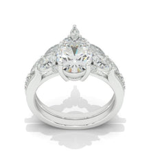 Load image into Gallery viewer, Oval Moissanite Engagement Ring Set, Vintage Unique White Gold Engagement Ring, Women Marquise Wedding Bridal Anniversary Set Gift
