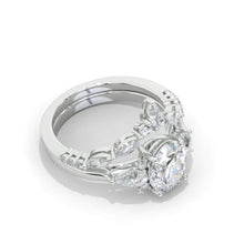 Load image into Gallery viewer, Oval Moissanite Engagement Ring Set, Vintage Unique White Gold Engagement Ring, Women Marquise Wedding Bridal Anniversary Set Gift
