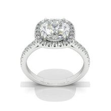 Load image into Gallery viewer, 2 Carat Round Moissanite Halo Engagement Ring, Four Prongs Moissanite Ring, Victorian 14K White Gold Ring
