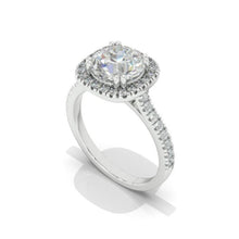 Load image into Gallery viewer, 2 Carat Round Moissanite Halo Engagement Ring, Four Prongs Moissanite Ring, Victorian 14K White Gold Ring
