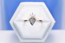Load image into Gallery viewer, Rose Gold Dainty Natural Rutilated Quarts Ring, Pear Cut Quartz Ring
