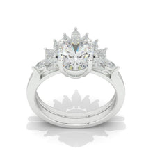 Load image into Gallery viewer, Oval Moissanite Engagement Ring Set, Vintage Unique White Gold Engagement Ring, Women Marquise Wedding Bridal Anniversary Set Gift
