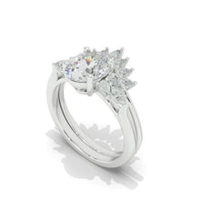 Load image into Gallery viewer, Oval Moissanite Engagement Ring Set, Vintage Unique White Gold Engagement Ring, Women Marquise Wedding Bridal Anniversary Set Gift
