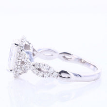 Load image into Gallery viewer, 3Ct Moissanite Engagement Ring, Solitaire Emerald Radiant Cut Moissanite Engagement Ring, Moissanite Twisted Shank Engagement Ring
