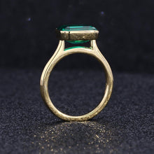 Load image into Gallery viewer, 3Ct Green Moissanite Engagement Ring, Bezel Set Emerald Cut Moissanite Engagement Ring, Moissanite Classic Engagement 14K Gold Ring
