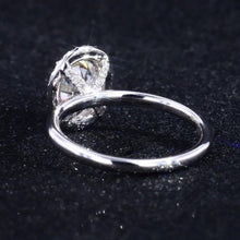 Load image into Gallery viewer, 14K White Gold Classic Oval Halo Moissanite Ring, Luxury Prong Setting Oval Cut Engagement Ring 3ct Carat Oval Moissanite hidden halo Ring,
