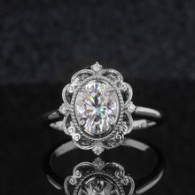 Load image into Gallery viewer, 14K Rose Gold Vintage Moissanite Ring, Luxury Prong Setting Oval Cut Halo Engagement Ring 2ct Carat Oval Moissanite Victorian Ring
